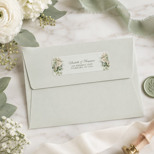 Soft Sage Green Floral Return Address Label (Soft Sage Green Floral Address Label)