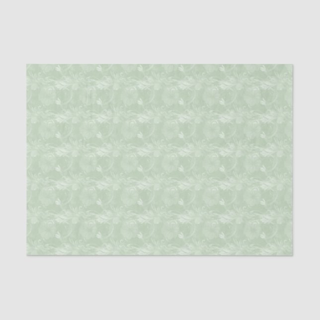 Soft Sage Green Floral Tissue Paper (Front)
