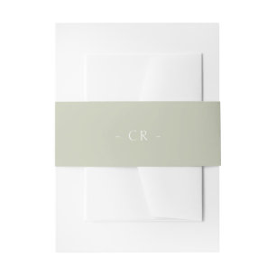 Soft Sage Green Initials Wedding Invitation Belly Band