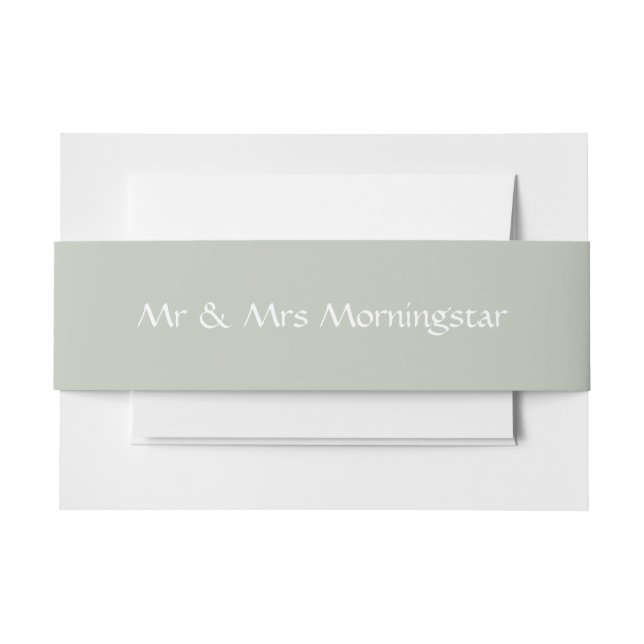 Soft Sage Green Invitation Belly Band (Front Example)