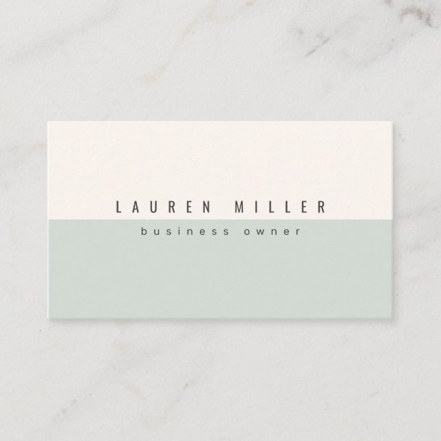 Soft Sage Green & Off-White Modern Professional  Business Card (Front)
