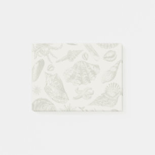 Soft Sage Grey Seashell Sketch Antique Nature Post-it Notes