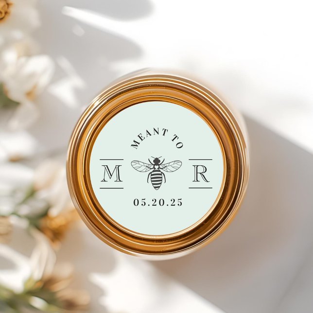 Soft Sage Meant to Bee Wedding Honey Jar Favour Classic Round Sticker (Creator Uploaded)