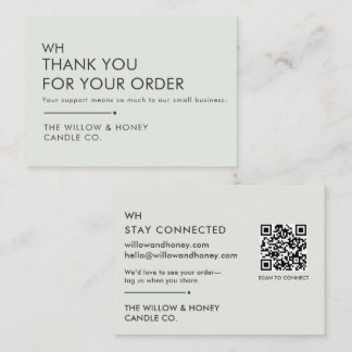 Soft Sage Minimalist Business Thank You Insert