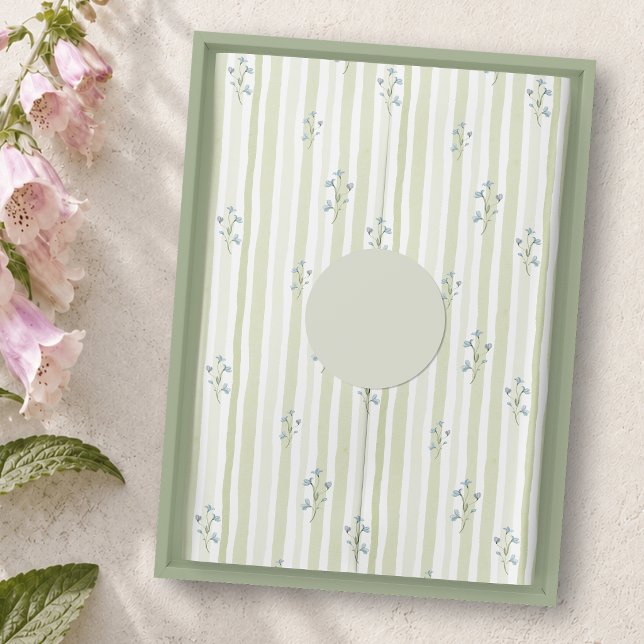 Soft Sage Stripe & Blue Wildflower Tissue Paper (Creator Uploaded)