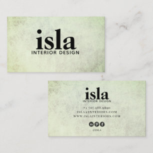 Soft Sage Texture Interior Designer Business Card