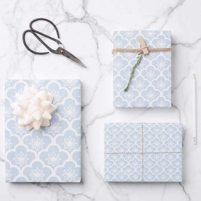 Soft Sakura Neutral - Powder Blue Wrapping Paper Sheet (Front)