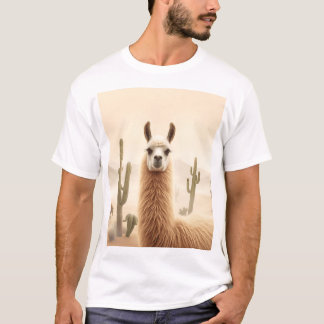Soft Sand Llama with Cactus Flow T-Shirt