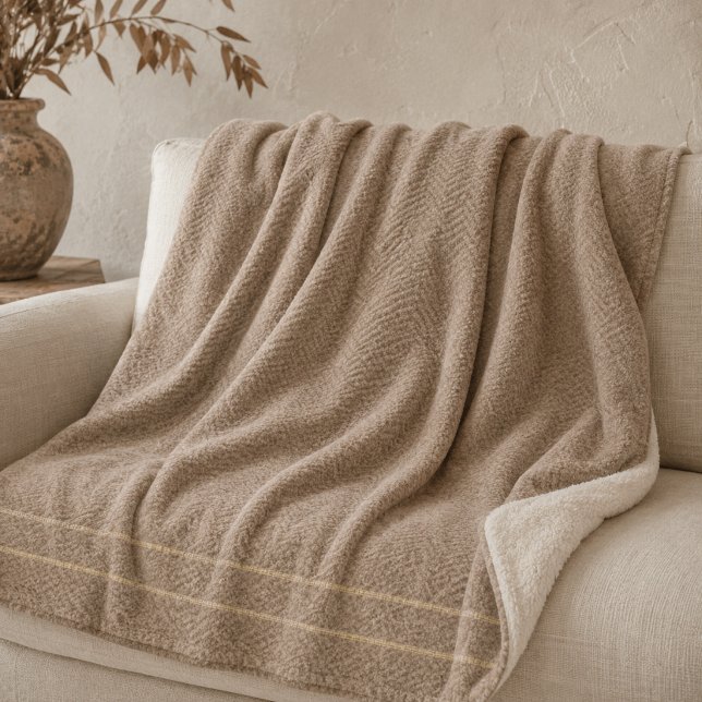 Soft Sand Threads Sherpa Blanket (Minimal horizon detailing inspired by warm desert palettes and relaxed interiors)