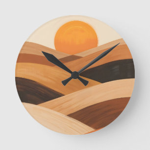 Soft Sand Waves at Sunset Round Clock