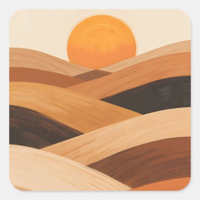 Soft Sand Waves at Sunset Square Sticker (Front)