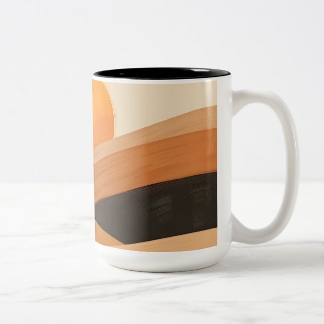 Soft Sand Waves at Sunset Two-Tone Coffee Mug (Right)