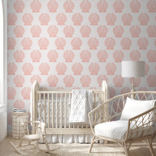 Soft Scallop Seashell Offset Pattern Wallpaper