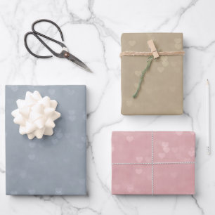 Soft Scattered Hearts Pattern Wrapping Paper Sheet