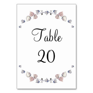 Soft Scottish Heather - Wedding Hearts Reception Table Number