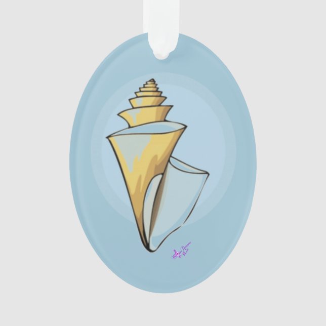 Soft Seashell Blue Oval Ornament (Front)