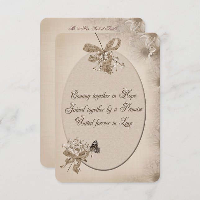 Soft Sepia Daisy Wedding Invitation (Front/Back)