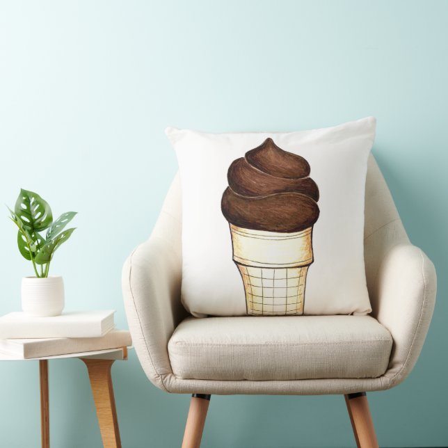 Soft Serve Chocolate Ice Cream Cone Scoop Shop Cushion (Chair)