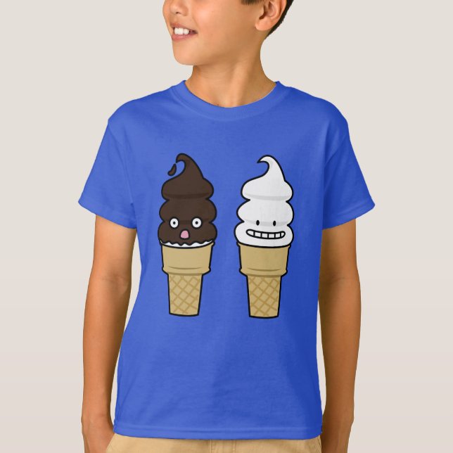 Soft Serve Ice Cream Cone wafer chocolate vanilla T-Shirt (Front)