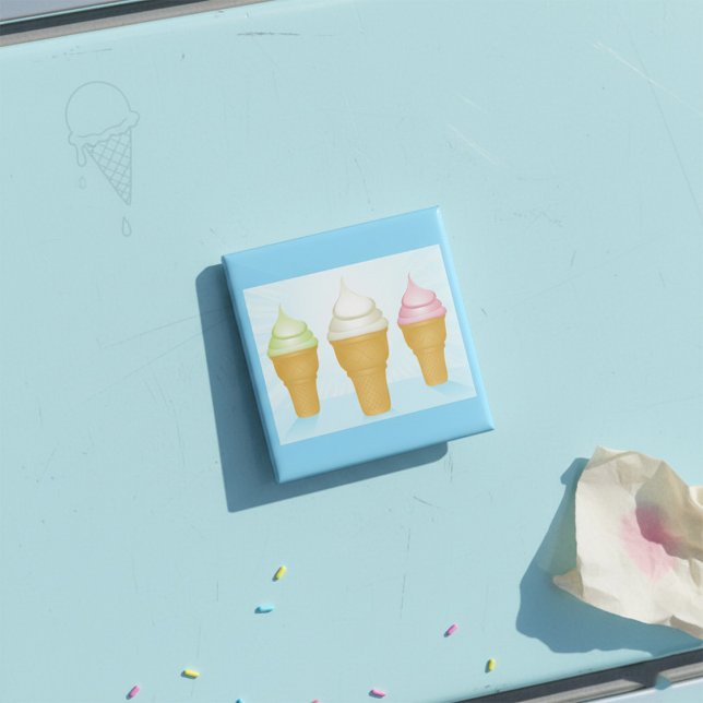 Soft Serve Ice Cream Cones Fun Summer Dessert  15 Cm Square Badge (Creator Uploaded)