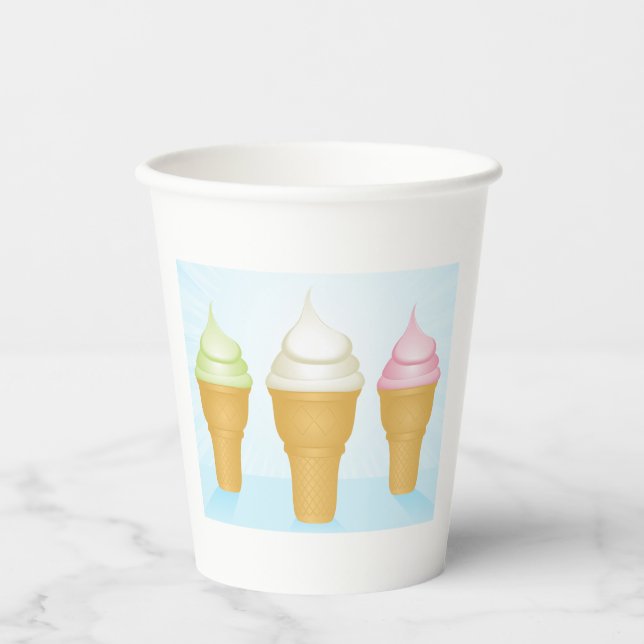 Soft Serve Ice Cream Cones Fun Summer Dessert  Paper Cups (Front)