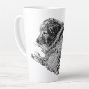 Soft Shaded Dog Brings Serenity to Morning Routine Latte Mug