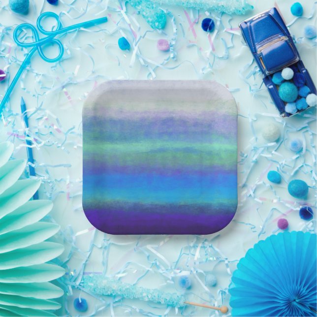 Soft shades of blue and green paper plate (Party)