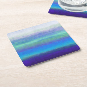 Soft shades of blue and green square paper coaster
