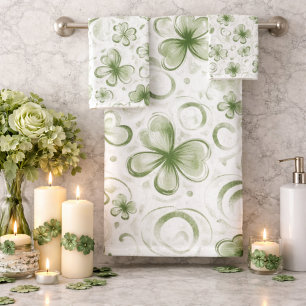 Soft Shamrock Whispers in Sage Green Bath Towel Set