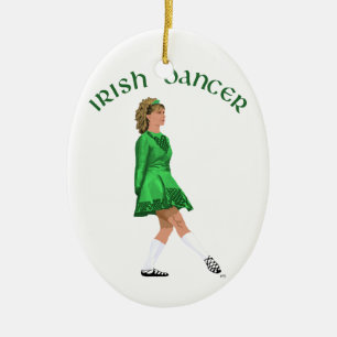 Soft Shoe Irish Dancer in Green Ceramic Tree Decoration
