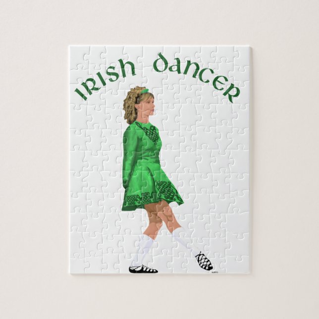 Soft Shoe Irish Dancer in Green Jigsaw Puzzle (Vertical)