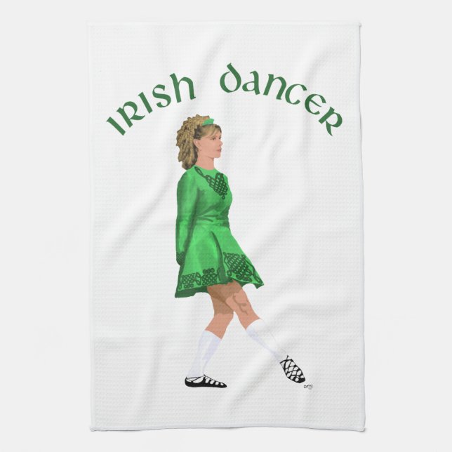 Soft Shoe Irish Dancer in Green Tea Towel (Vertical)