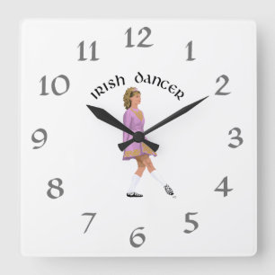 Soft Shoe Irish Dancer in Pink Square Wall Clock