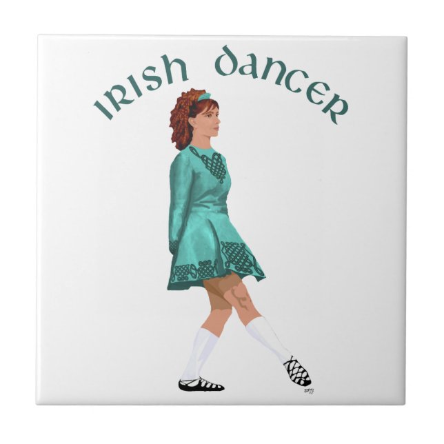 Soft Shoe Irish Dancer in Turquoise Ceramic Tile (Front)