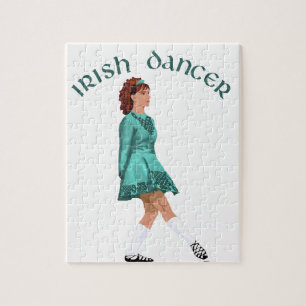 Soft Shoe Irish Dancer in Turquoise Jigsaw Puzzle