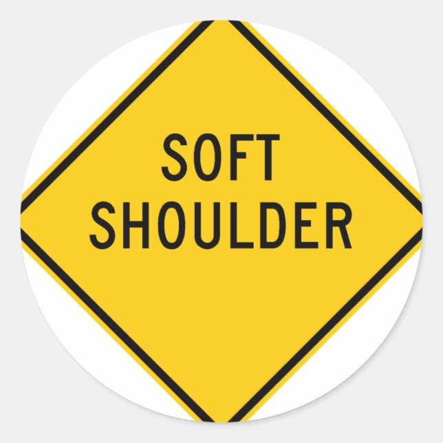 Soft Shoulder Highway Sign Classic Round Sticker (Front)