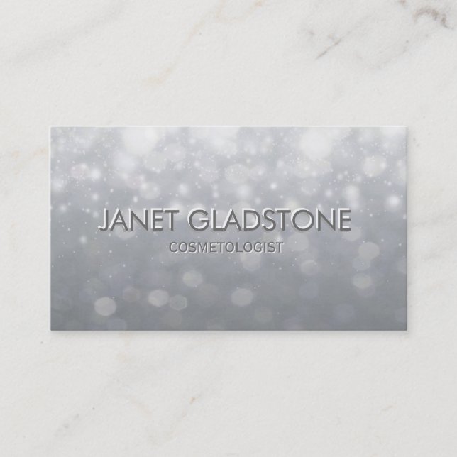 Soft Silver Bokeh Lights Business Card (Front)