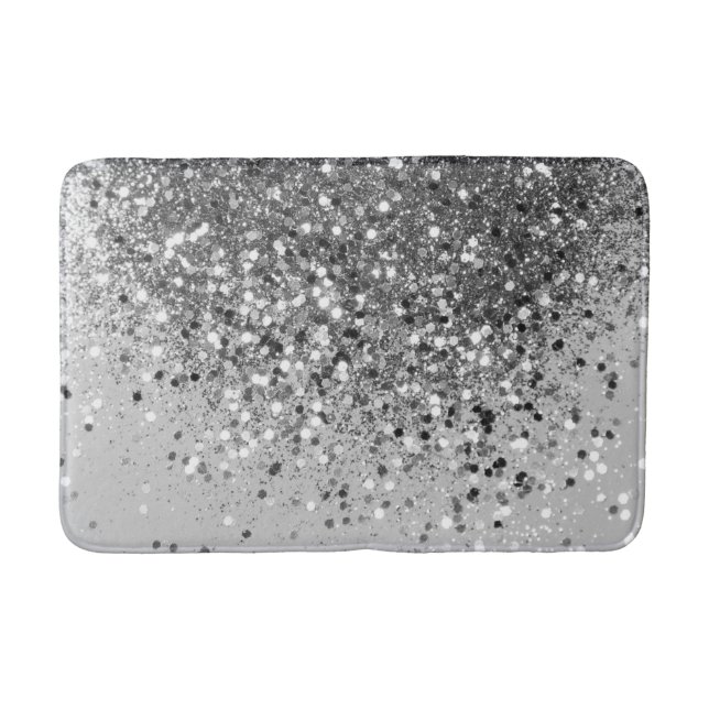 Soft Silver Gray Glitter #1 Bath Mat (Front)