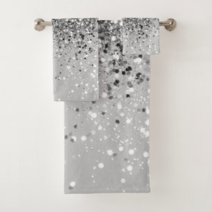 Soft Silver Gray Glitter #1 Bath Towel Set