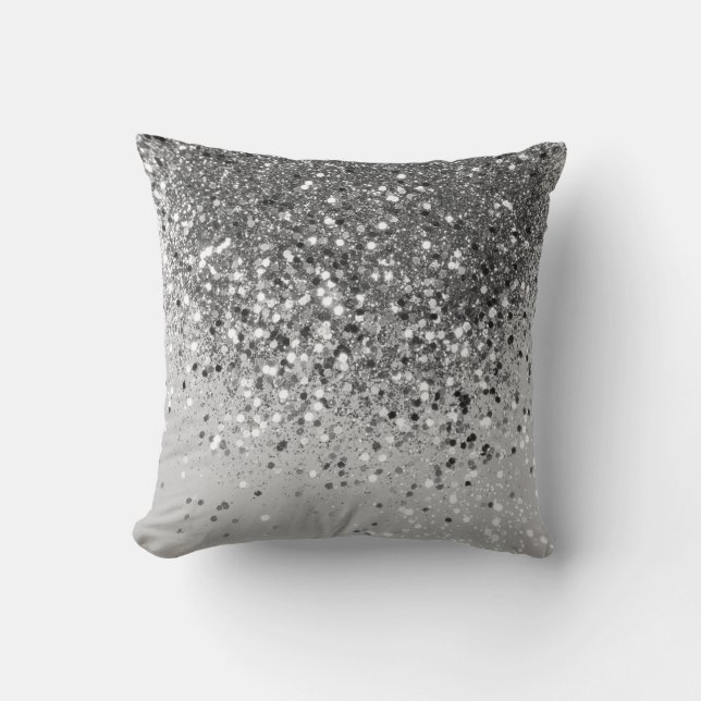 Soft Silver Gray Glitter #1 Cushion (Front)