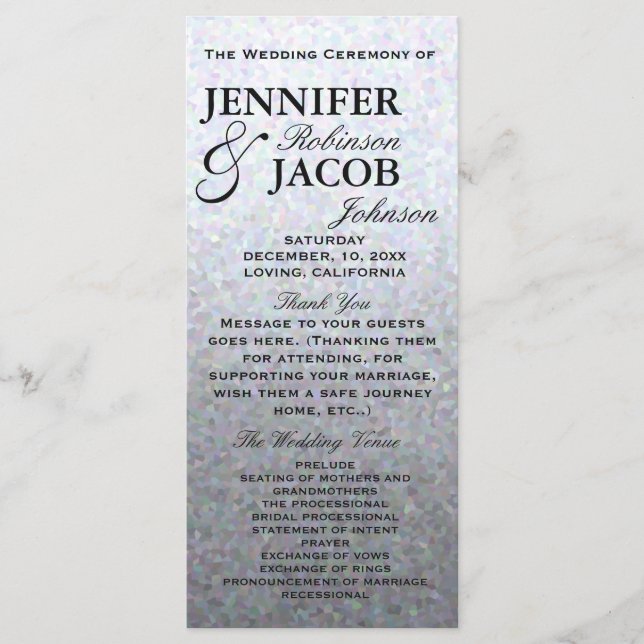 Soft Silver Pastel Wedding Program (Front)