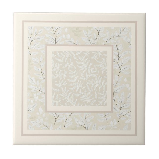 Soft simple fern design  ceramic tile (Front)