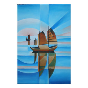 Soft Skies, Cerulean Seas and Cubist Junks Photo Print