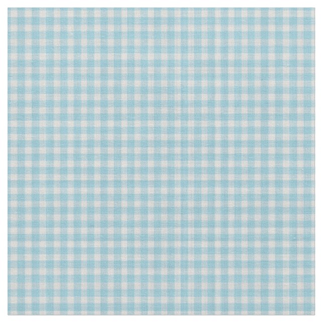 Soft Sky Blue Gingham Check Pattern Fabric (Close Up)
