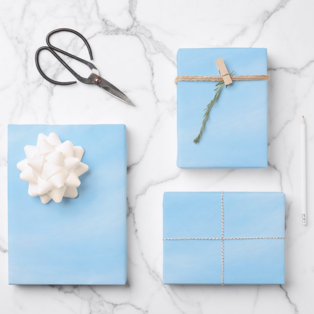 Soft Sky Blue Minimal Gradient Design Wrapping Paper Sheet (Front)