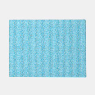 Soft Sky Blue & White Watercolor Ditsy Floral Patt Doormat