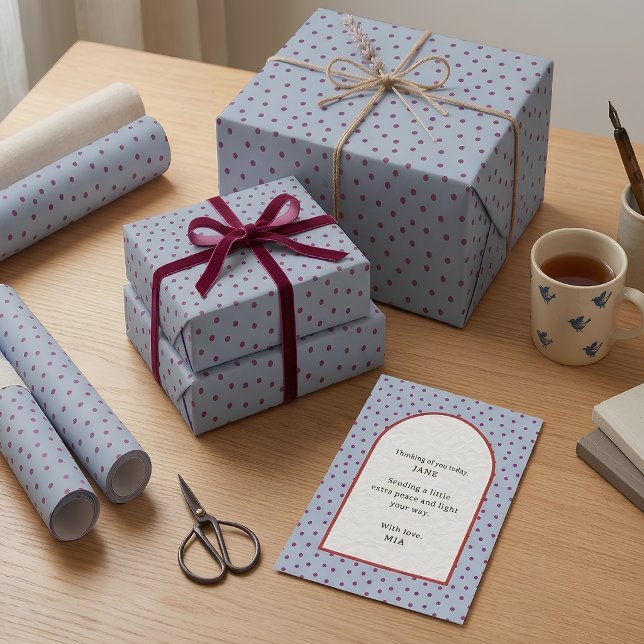 Soft Slate Blue Berry Polka Dot Gift Wrap Paper (Creator Uploaded)