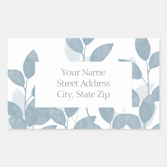 Soft Slate Watercolor Leaves Labels (Front)