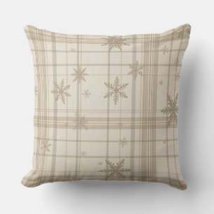 Soft Snowflake Gingham Plaid Throw Pillow