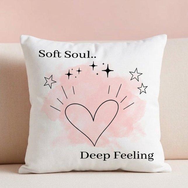 Soft Soul Throw Pillow – Customisable Text (Creator Uploaded)
